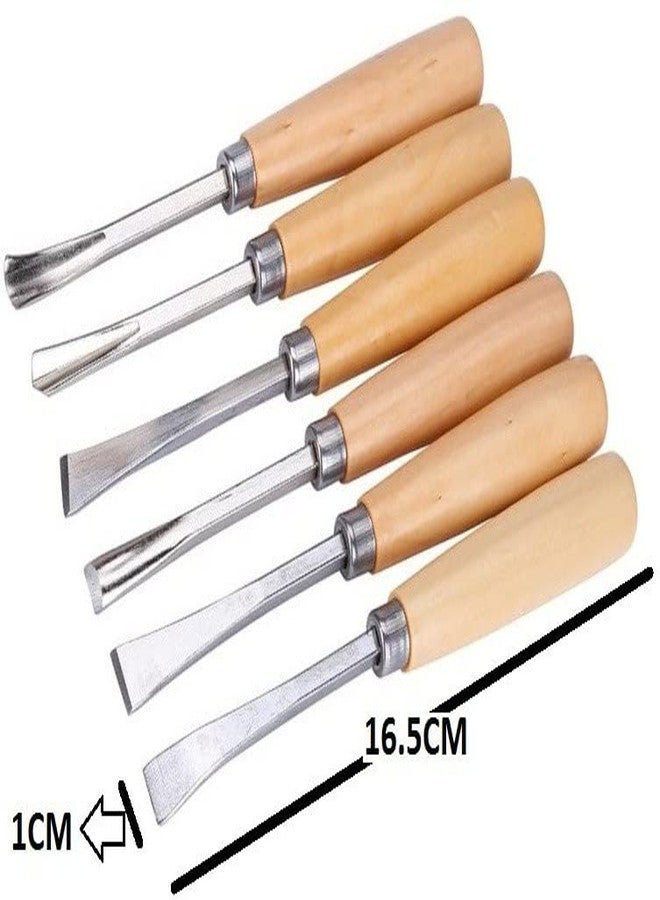 Inditrust مجموعة إزميل نحت الخشب الجديدة شديدة التحمل من إنديترست، 6 قطع، للاستخدام المنزلي والمهني، مجموعة إزميل مشطوف - Image 2